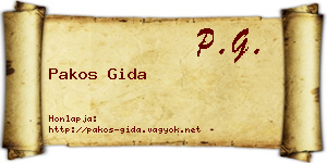 Pakos Gida névjegykártya